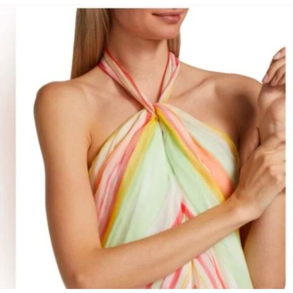 Ramy Brook Women's Printed Fern Tie Halter Top Multi Rainbow Sz S NWT 295 - Picture 4 of 6